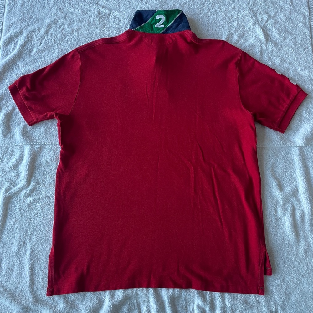 Vintage Mens Polo Ralph Lauren Polo Shirt Big Pony Long Tail Rugby Style, Red XL - Picture 3 of 7
